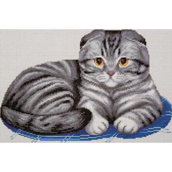 Panna kruissteek kussenset "Schotse kat met gevouwen oor", telpatroon, 33x23,5cm