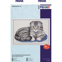 Panna counted cross stitch cushion kit "Scottish fold Cat", 33x23,5cm, DIY