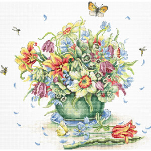 Luca-S counted cross stitch kit "Gold Collection. April Bouquet", 30x34cm, DIY