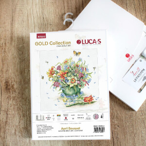 Luca-S counted cross stitch kit "Gold Collection. April Bouquet", 30x34cm, DIY
