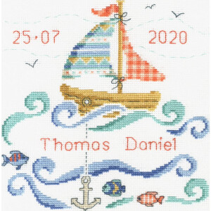Набор для вышивания крестом DMC Sailboat Baby, счетная схема, 19x19 см