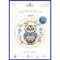 DMC counted cross stitch kit with hoop "Folk Owl", diam.18ccm, DIY