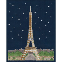 DMC Set per punto croce "Parigi di notte" si illumina al buio, schema di conteggio, 20x25cm