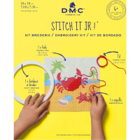 DMC Набор половинных стежков с пластиковым пяльцами для вышивания Краб, 18x18 см, ткань с принтом