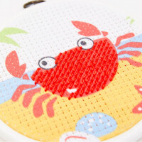 DMC Set halve steken met plastic borduurring "Crab", 18x18cm, met stof bedrukt