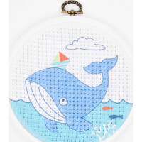 DMC stamped half stitch kit with plastic hoop "Whale ", 18x18cm, DIY
