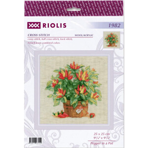 Riolis Set punto croce "Pepper in a pot", schema di conteggio, 25x25cm