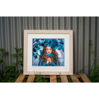 Lanarte counted cross stitch kit "Blue Flowers Girl", 38x32cm, DIY