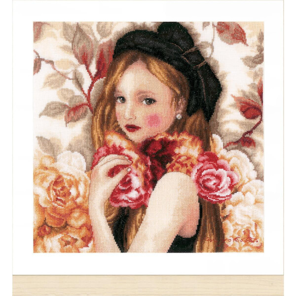 Lanarte Set de point de croix "Je tiens des roses", modèle de comptage, 32x32cm