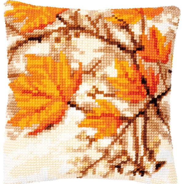 Vervaco stamped cross stitch kit cushion "Herbstblätter", 40x40cm, DIY