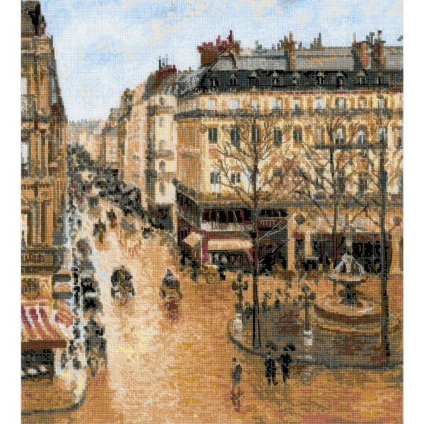 Riolis Juego de punto de cruz "Calle Saint-Honore según el cuadro de C.Pissarro", dibujo para contar, 40x50cm