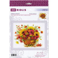Riolis Kreuzstich Set "Herbstblumen", Zählmuster, 30x24cm