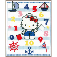 Vervaco counted cross stitch kit "Hello Kitty Learning", 28x35cm, DIY