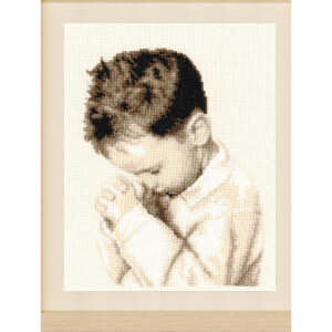 Vervaco counted cross stitch kit "Praying boy", 21x28cm, DIY