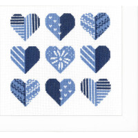 Vervaco counted cross stitch kit "Hearts", 23x21cm, DIY