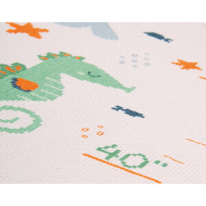 Vervaco counted cross stitch kit "Whales fun Bar", 18x70cm, DIY