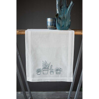 Vervaco stamped satin stitch kit tablechloth "Zimmerpflanzen", 40x100cm, DIY