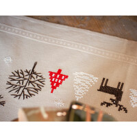 Vervaco stamped satin stitch kit tablechloth "Moderne Weihnachtsmotive", 80x80cm, DIY