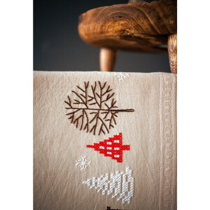 Vervaco Set de points de satin pour chemin de table "Motifs de Noël modernes", motif de broderie pré-dessiné, 40x100cm