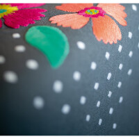 Vervaco stamped satin stitch kit tablechloth "Feurige Blumen", 80x80cm, DIY