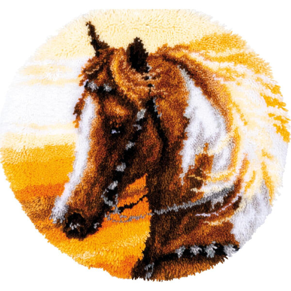 Vervaco Geknoopt tapijt "Western paard", geknoopt afbeelding voorgetekend, diam. 55cm