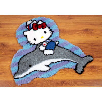 Vervaco Gevormde geknoopte vloerkleed "Hello Kitty en Dolfijn", voorgetekende geknoopte afbeelding, 70x70cm