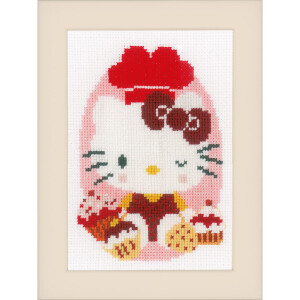 Vervaco Набор для вышивания крестом "Hello Kitty в пекарне" Набор из 3, счётная схема, 8x12 см