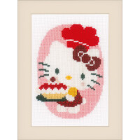 Vervaco Set de points de croix "Hello Kitty in the Bakery" Set de 3, motifs à compter, 8x12cm