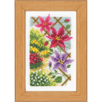 Vervaco counted cross stitch kit "In my garden" Set of 3, 8x12cm, DIY