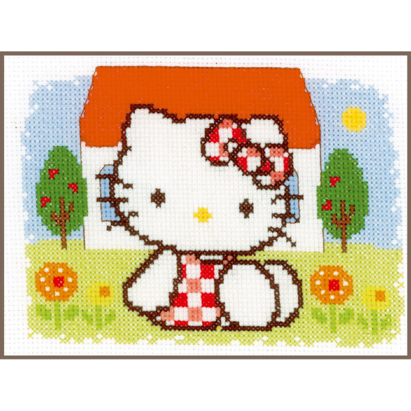 Vervaco counted cross stitch kit "Hello Kitty summer", 18x13cm, DIY