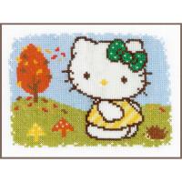 Vervaco counted cross stitch kit "Hello Kitty Autumn", 18x13cm, DIY