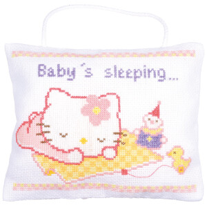 Vervaco counted cross stitch kit "Hello Kitty is sleeping", 18x14cm, DIY