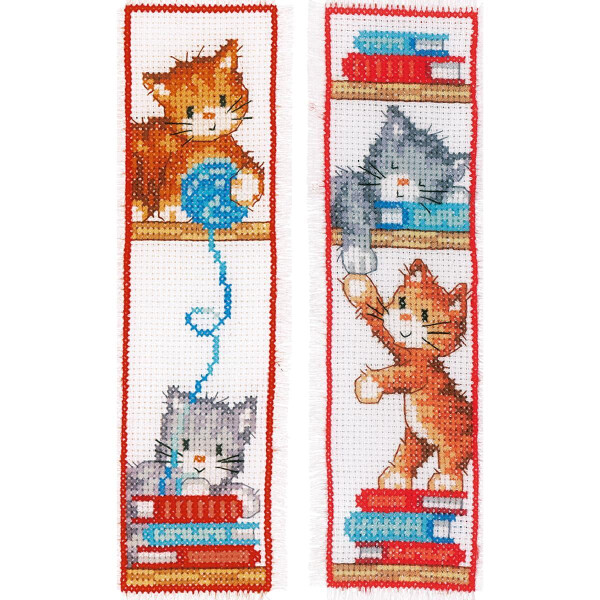 Vervaco bookmark counted cross stitch kit "Playful kittens" Set of 3, 6x20cm, DIY