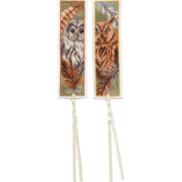 Vervaco bookmark counted cross stitch kit "Owl with feathers" Set of 3, 6x20cm, DIY
