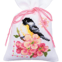 Vervaco herbal bags counted cross stitch kit "Birds and Blossoms" Set of 3, 8x12cm, DIY