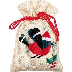 Vervaco Набор для вышивания крестом "Рождественская птица и домик" Комплект из 3, счетный крест, 8x12 см