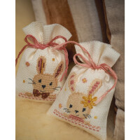 Vervaco herbal bags counted cross stitch kit "Sweet bunnies" Set of 2, 8x12cm, DIY