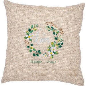 Vervaco counted cross stitch kit cushion with back "Liebe", 35x35cm, DIY