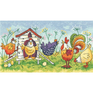 Heritage counted cross stitch kit Aida "Happy Hens...