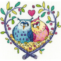 Heritage counted cross stitch kit Aida "Love Owls", BFLO1435-A, 10,5x10,5cm, DIY