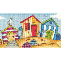 Heritage counted cross stitch kit Aida "Beach Huts (A)", BSBH1273-A, 20x11cm, DIY