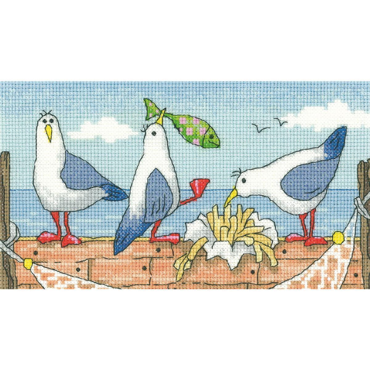 Heritage counted cross stitch kit Aida "Fish N Chips...