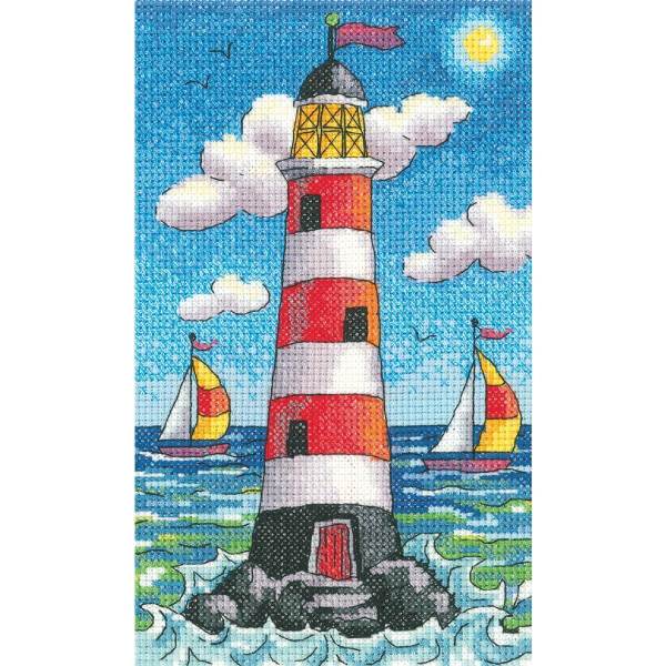 Heritage counted cross stitch kit Aida "Lighthouse by Day", BSLD1388-A, 12x19cm, DIY