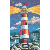 Heritage counted cross stitch kit Aida "Lighthouse by Night", BSLN1389-A, 12x19cm, DIY