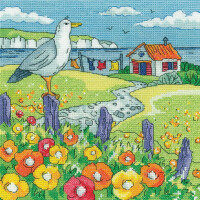 Heritage counted cross stitch kit Aida "Poppy Shore", BSPS1519-A, 20,5x20,5cm, DIY