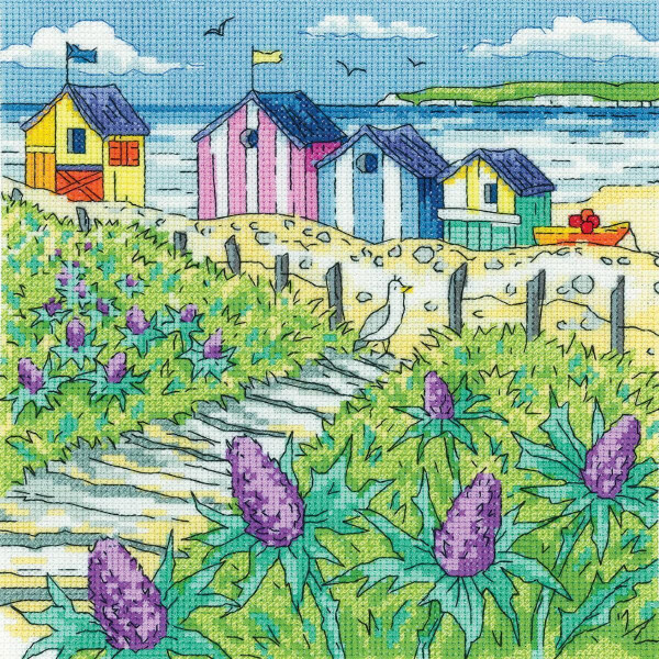 Heritage counted cross stitch kit Aida "Sea Holly Shore", BSSS1521-A, 20,5x20,5cm, DIY