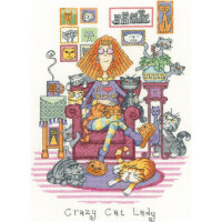 Heritage counted cross stitch kit Aida "Crazy Cat Lady (A)", CRCL1229-A, 22,5x31cm, DIY