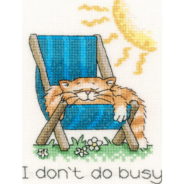 Heritage counted cross stitch kit Aida "I Dont Do Busy (A)", CRDB1140-A, 9x12cm, DIY