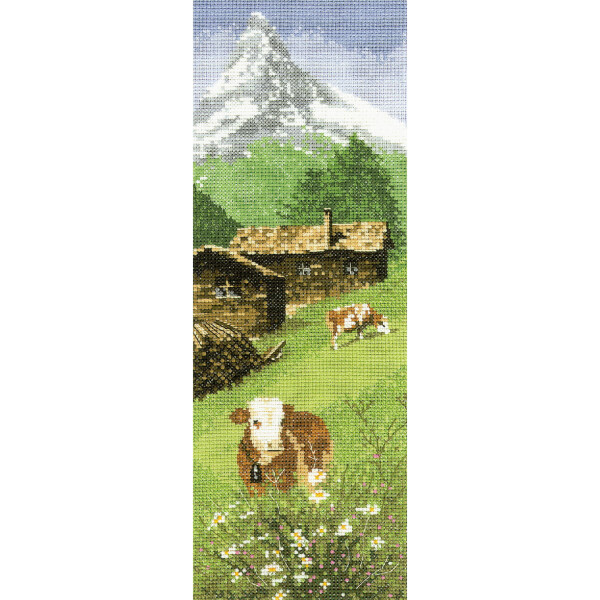 Heritage counted cross stitch kit Aida "Alpine Meadow (A)", JCAM524-A, 31x11cm, DIY