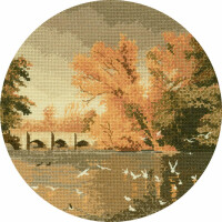 Heritage counted cross stitch kit Aida "Autumn Reflections (A)", JCAR397-A, diam 25,5 cmcm, DIY